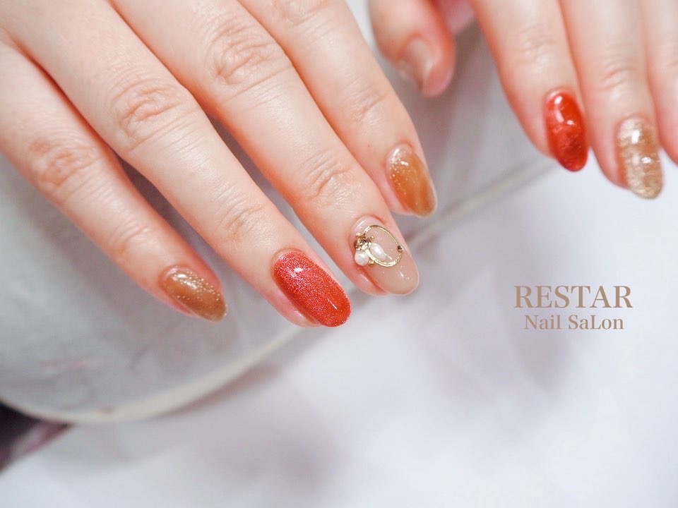 秋カラーネイル